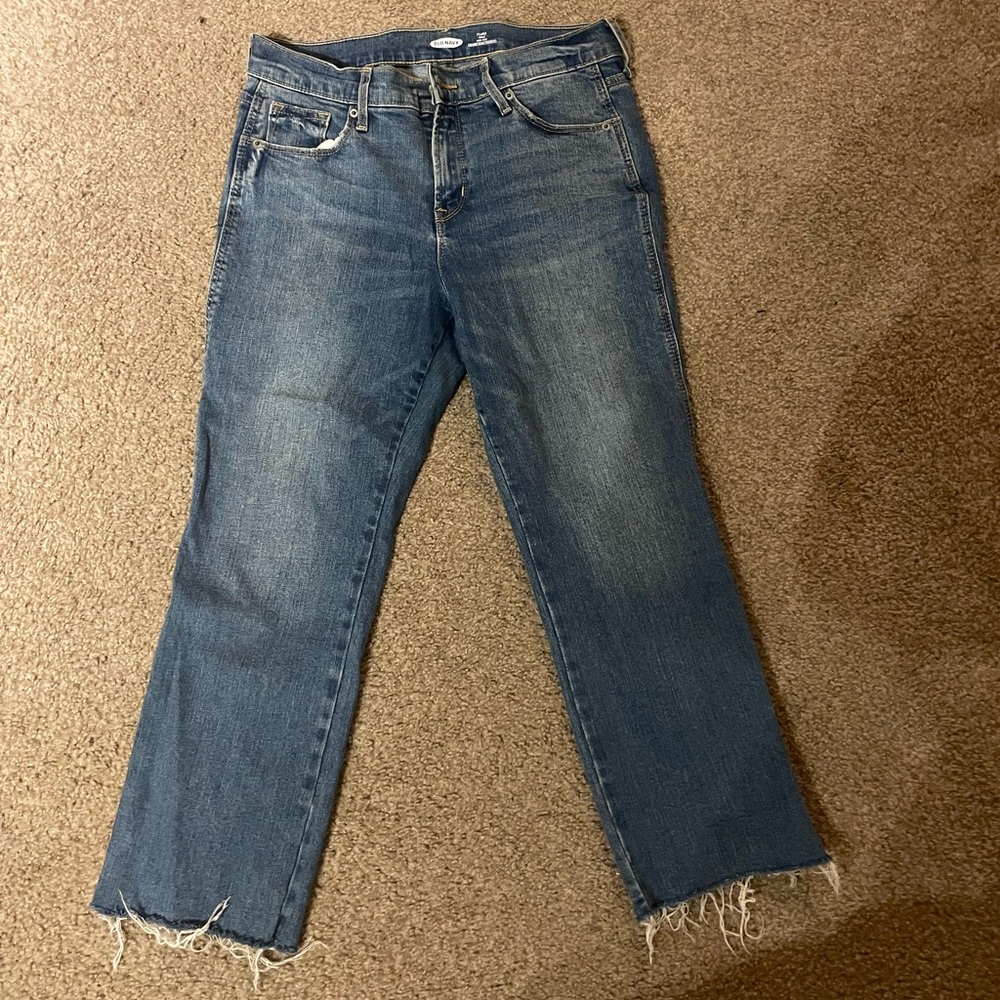 Flare, ankle, high-rise jeans